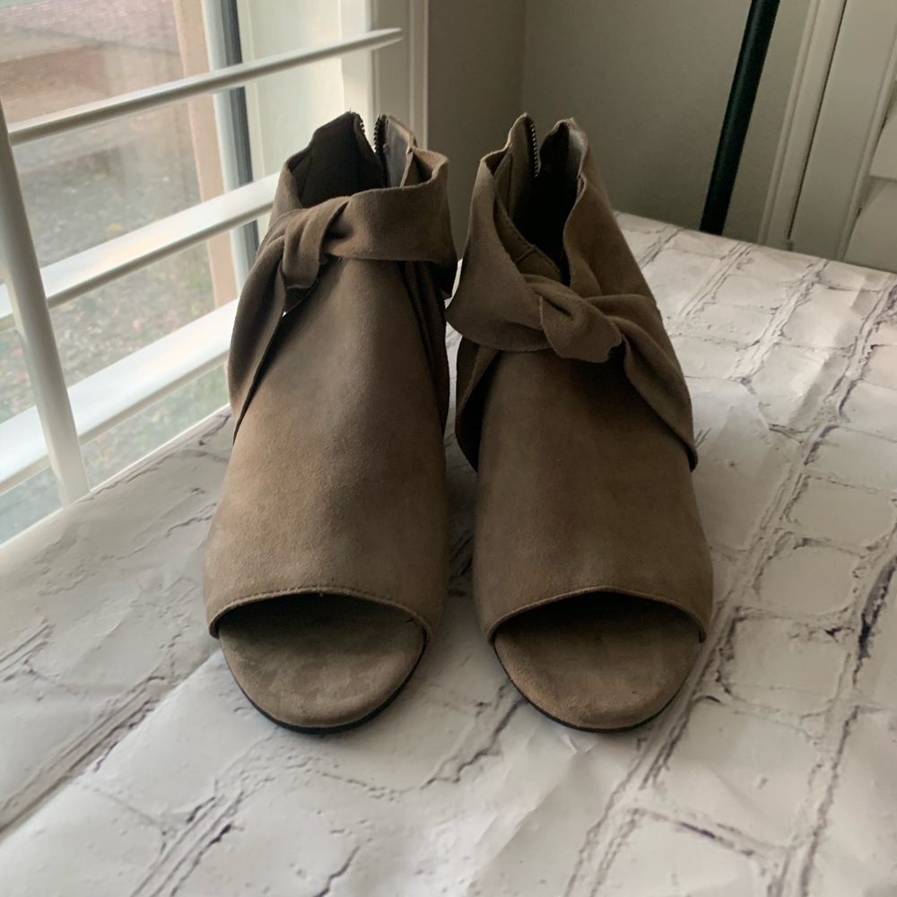 Eileen Fisher Anise suede open toe booties - Picture 6 of 6